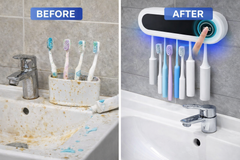 UV Toothbrush Sterilizer Wall Mount Smart Toothpaste Dispenser