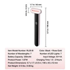 LED Facial Wand with Multi-Color Light for Skin Care & Relaxation