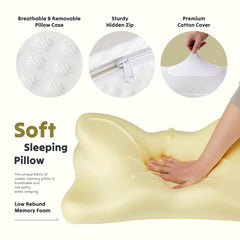Cervical Neck Pillow, Cooling Ergonomic Memory Foam Pillows Dual Height Orthopedic Support Contour Pillow For Side