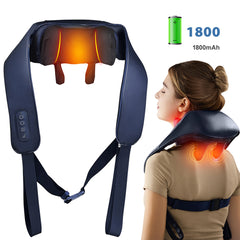 Kneading Shoulder Massager With Heat Therapy 2 Speed Modes Portable Neck Back Pain Relief
